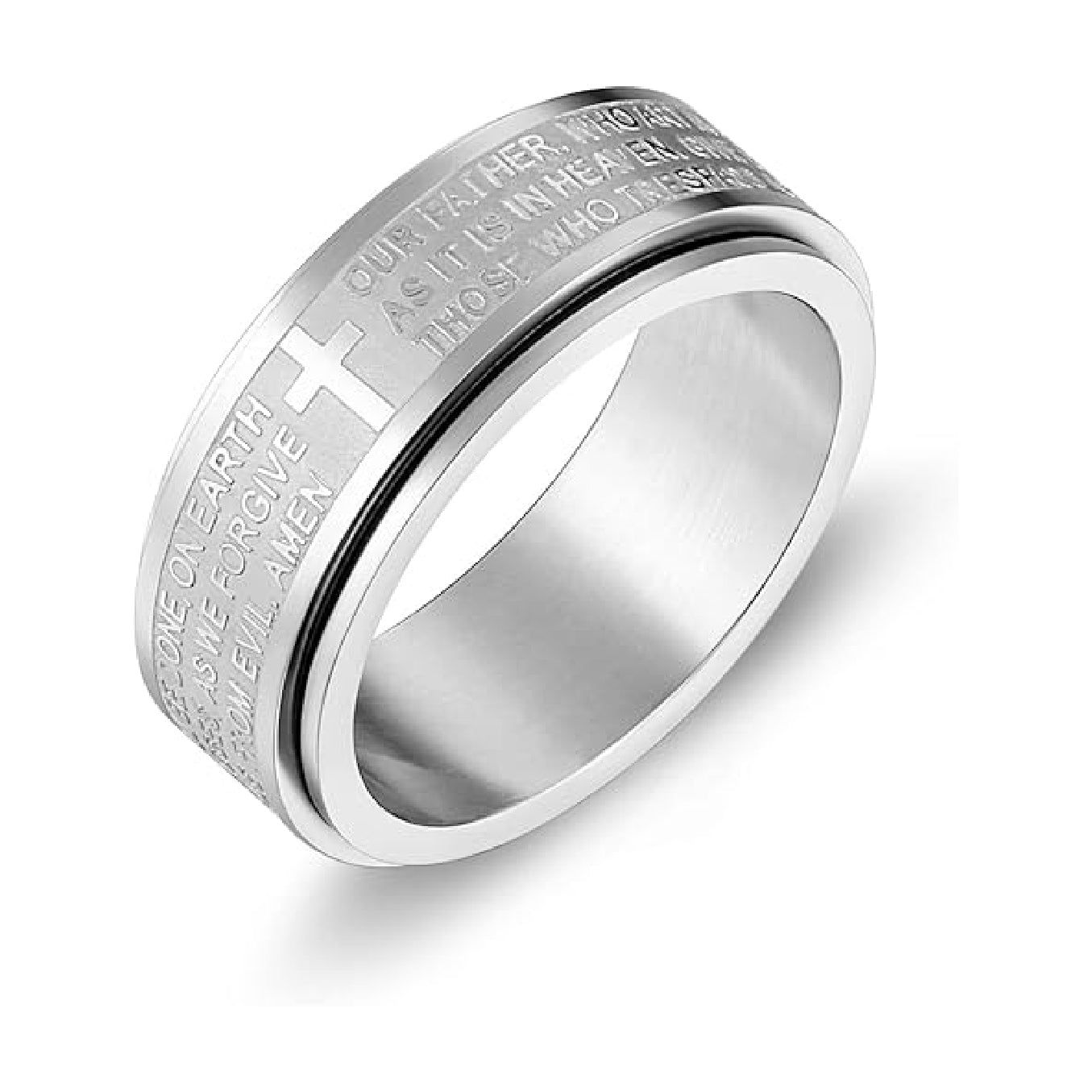 Bible scripture relief anxiety spinning ring for men