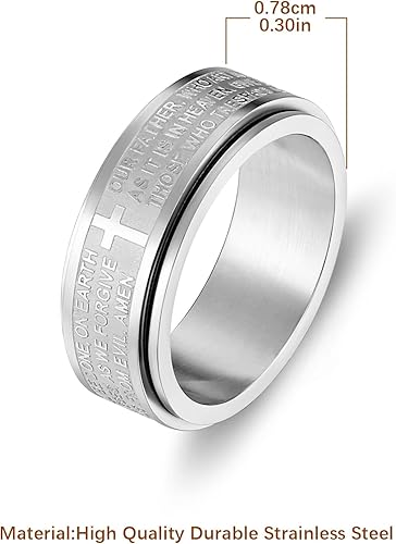 Bible scripture relief anxiety spinning ring for men