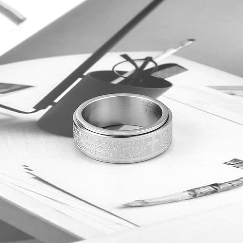 Bible scripture relief anxiety spinning ring for men