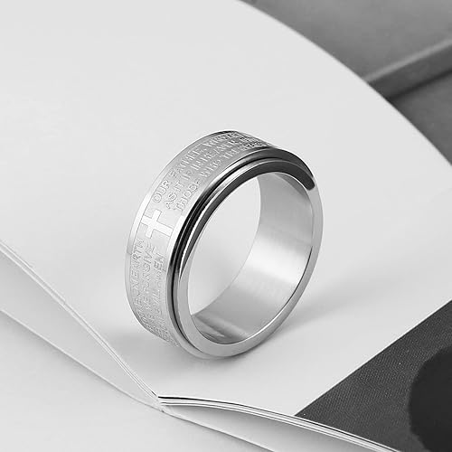 Bible scripture relief anxiety spinning ring for men