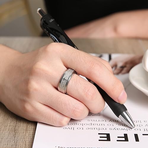 Bible scripture relief anxiety spinning ring for men