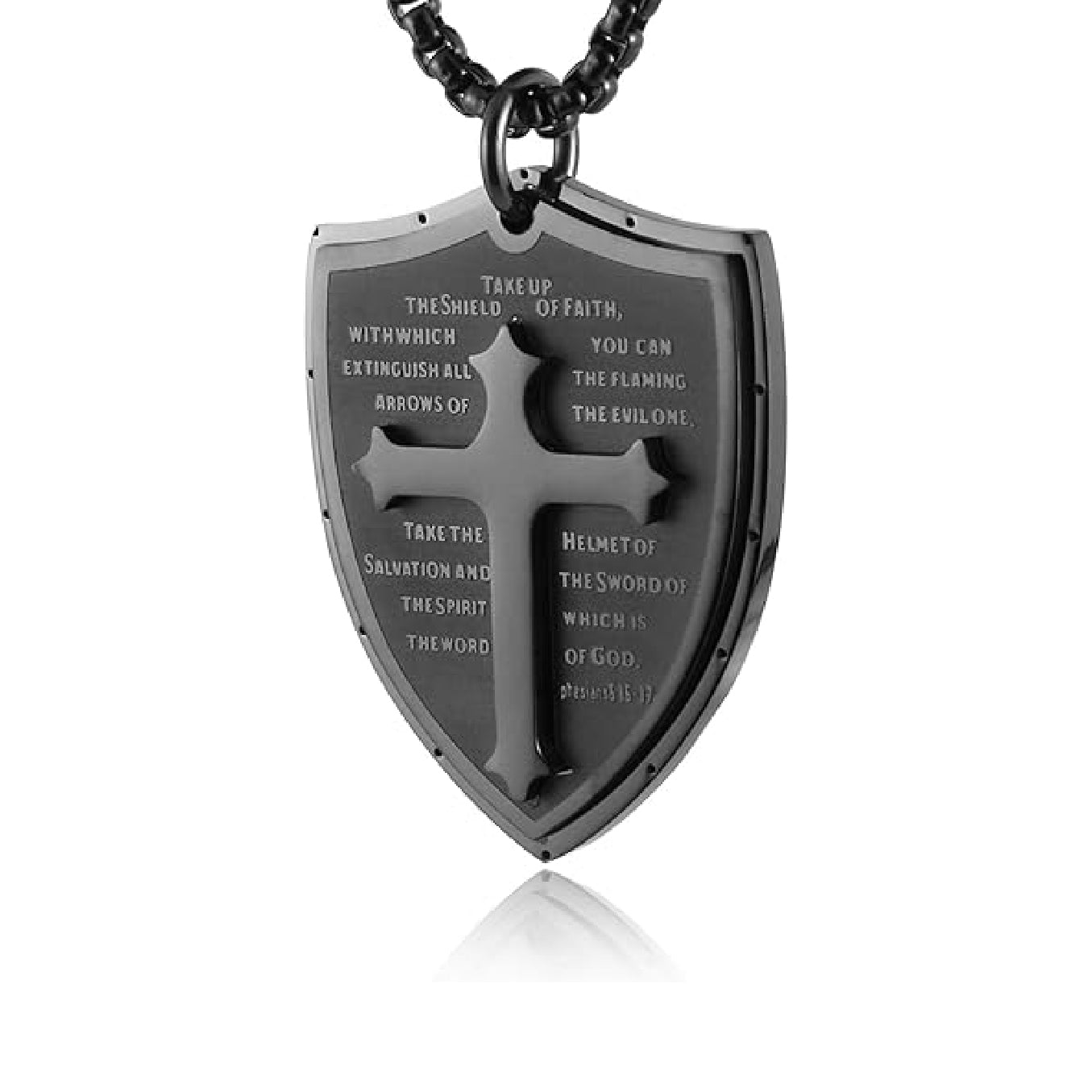 Shield Armor of God Ephesians 6:16-17, Faith Cross S Pendant Necklace
