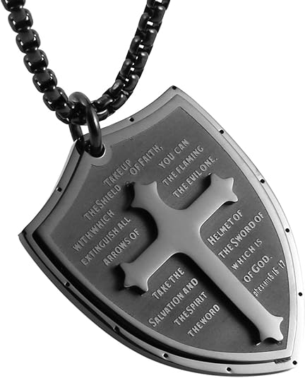 Shield Armor of God Ephesians 6:16-17, Faith Cross S Pendant Necklace