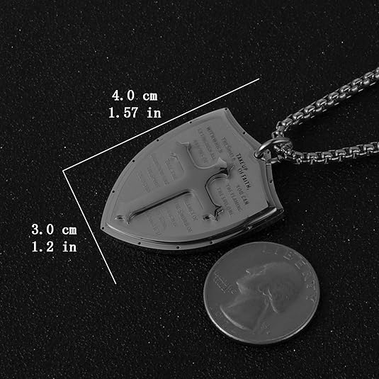 Shield Armor of God Ephesians 6:16-17, Faith Cross S Pendant Necklace