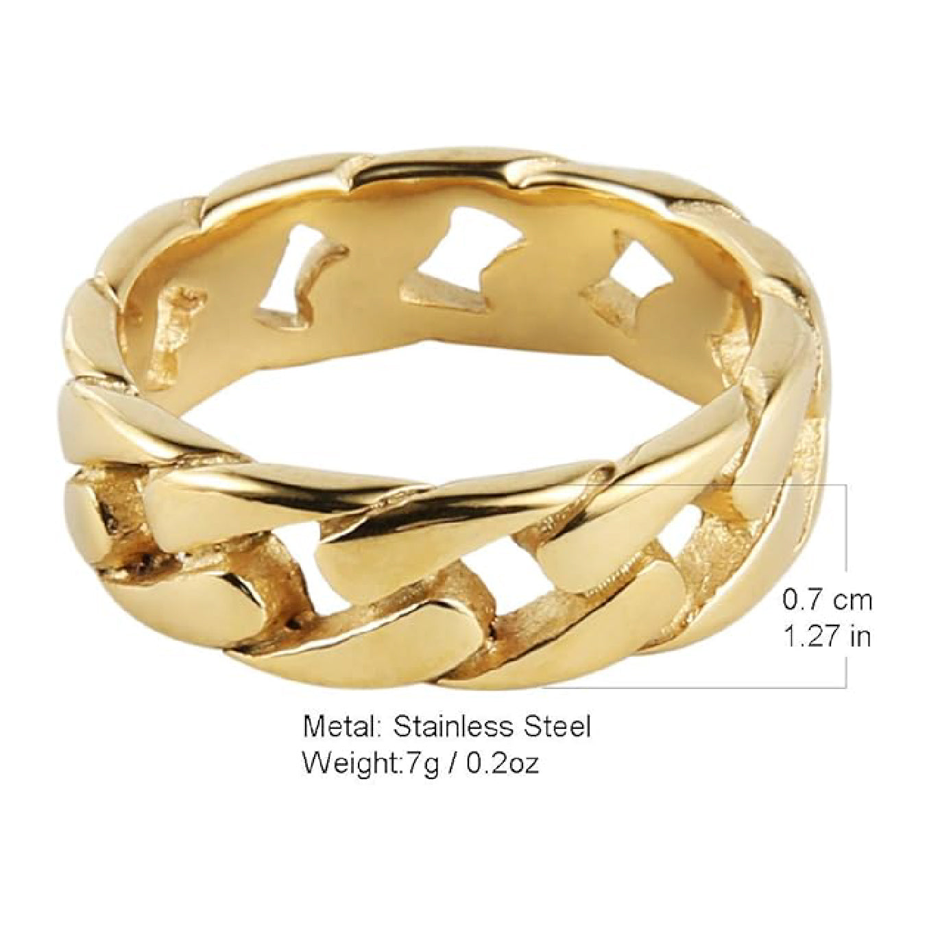 Wide Band Cuban Link Ring