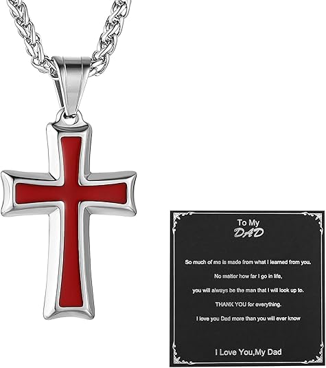 Cross Pendant Necklace with Wheat Chain