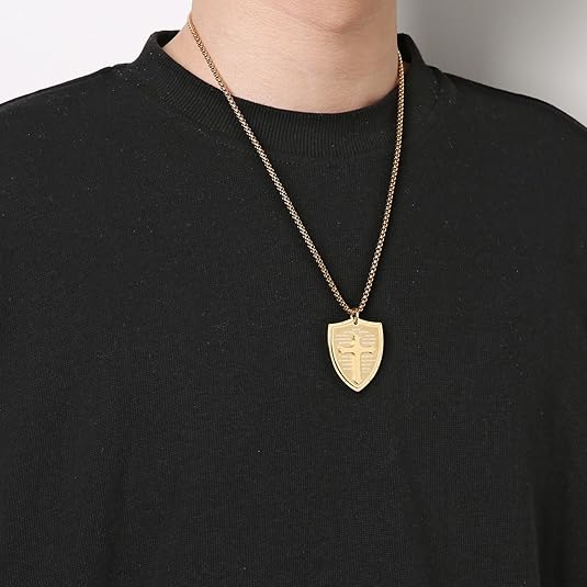 Shield Armor of God Ephesians 6:16-17, Faith Cross S Pendant Necklace