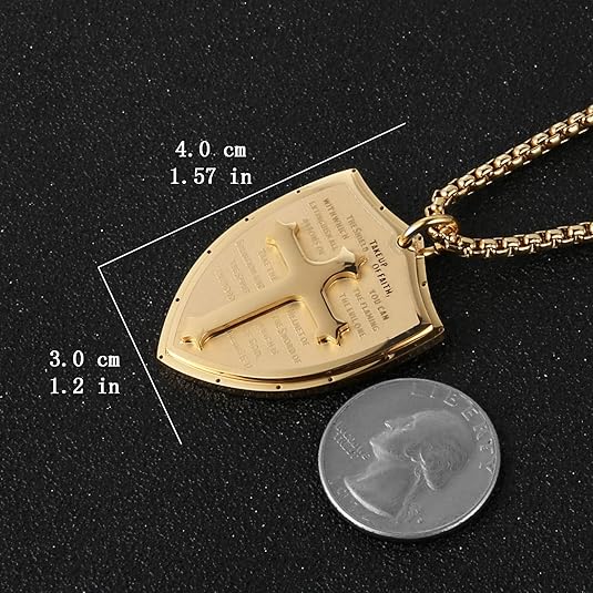 Shield Armor of God Ephesians 6:16-17, Faith Cross S Pendant Necklace