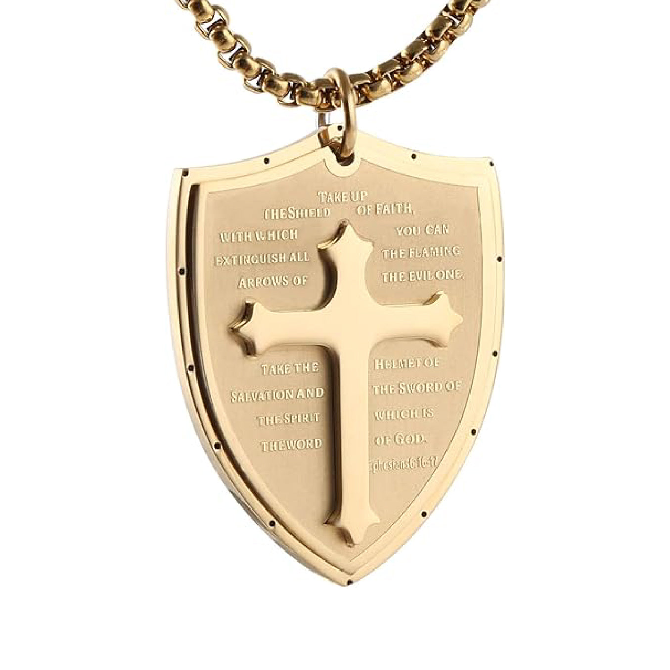 Shield Armor of God Ephesians 6:16-17, Faith Cross S Pendant Necklace