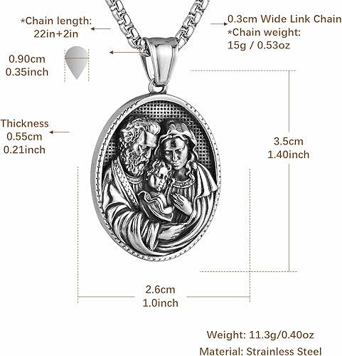 Necklace & Medal of Mary, Joseph & Jesus