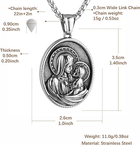 Necklace & Medal of Mary & Jesus