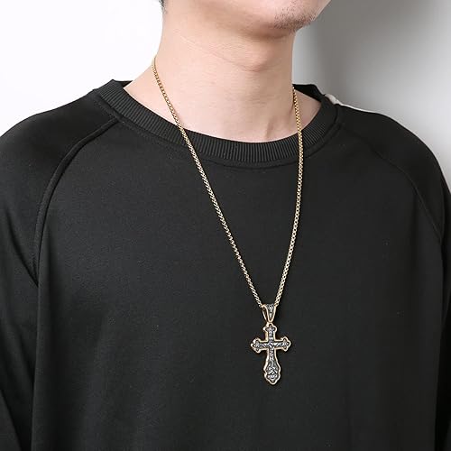 S Retro Orthodox cross pendant