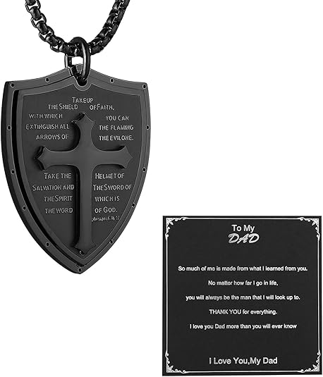 Shield Armor of God Ephesians 6:16-17, Faith Cross S Pendant Necklace