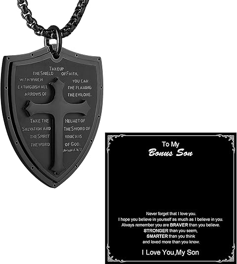 Shield Armor of God Ephesians 6:16-17, Faith Cross S Pendant Necklace
