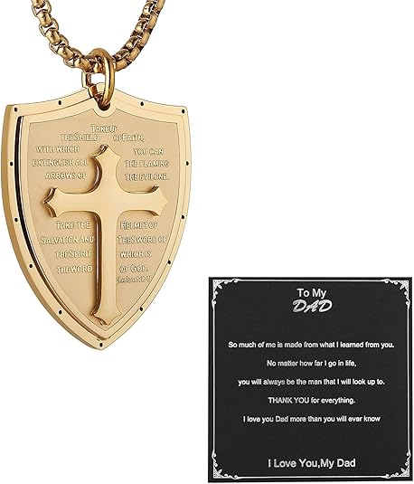 Shield Armor of God Ephesians 6:16-17, Faith Cross S Pendant Necklace