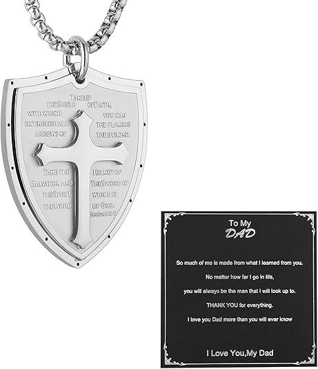 Shield Armor of God Ephesians 6:16-17, Faith Cross S Pendant Necklace