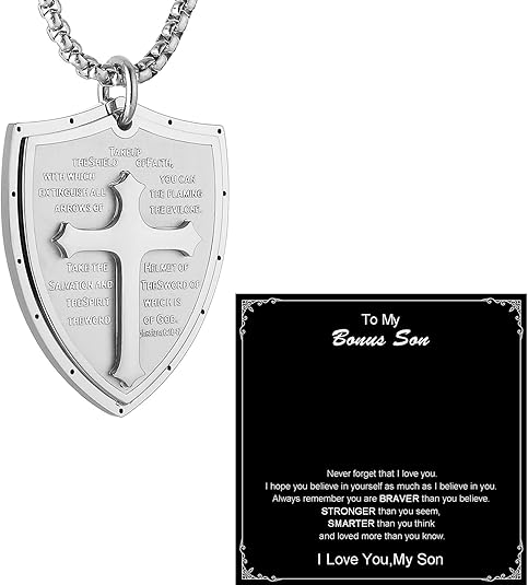 Shield Armor of God Ephesians 6:16-17, Faith Cross S Pendant Necklace