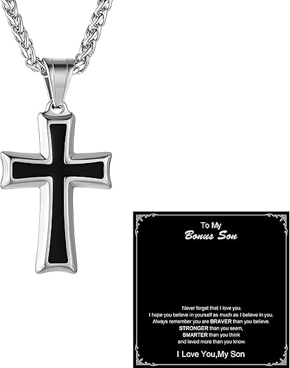 Cross Pendant Necklace with Wheat Chain