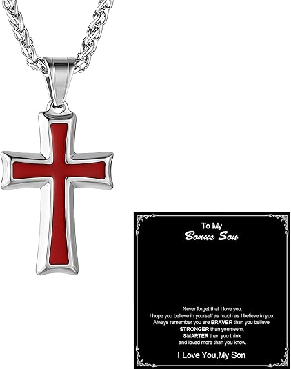 Cross Pendant Necklace with Wheat Chain