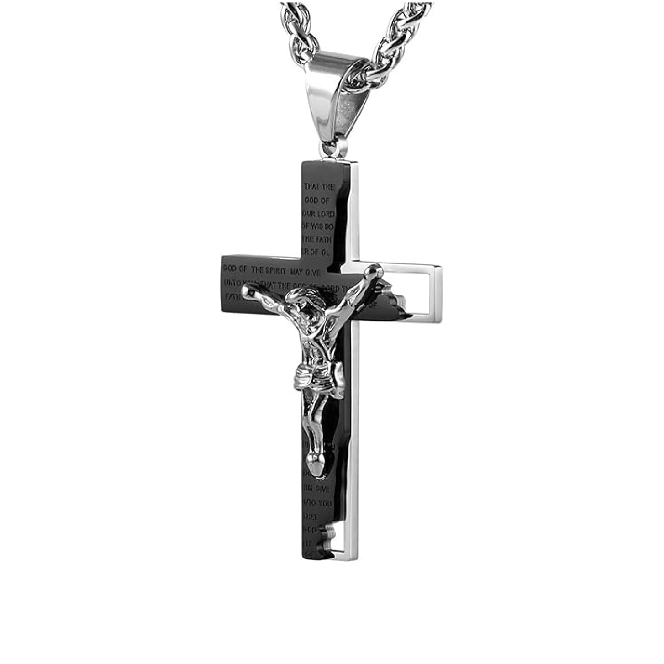 Cross Crucifix Bible Prayer Pendant Necklace