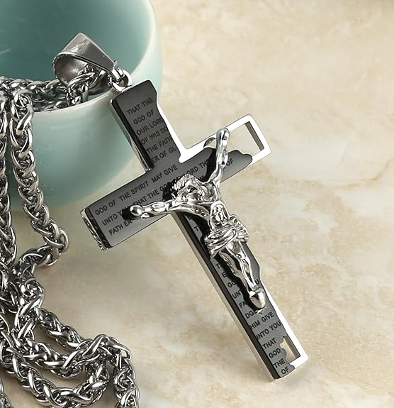 Cross Crucifix Bible Prayer Pendant Necklace