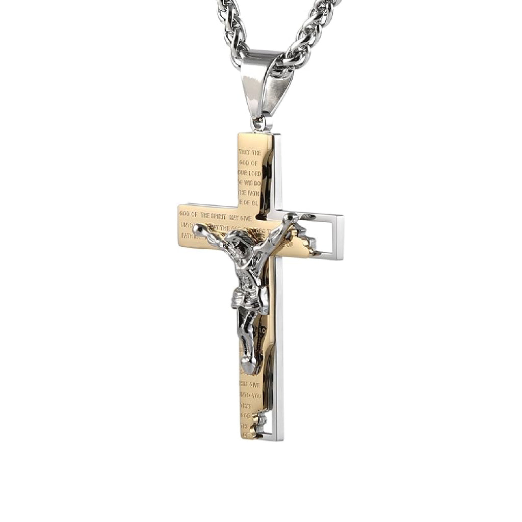 Cross Crucifix Bible Prayer Pendant Necklace