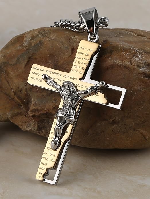 Cross Crucifix Bible Prayer Pendant Necklace