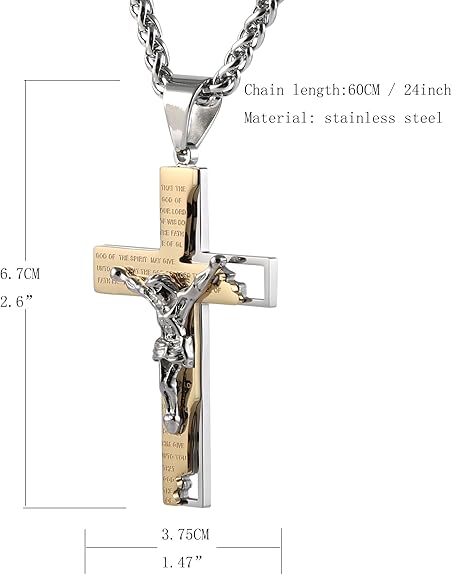 Cross Crucifix Bible Prayer Pendant Necklace