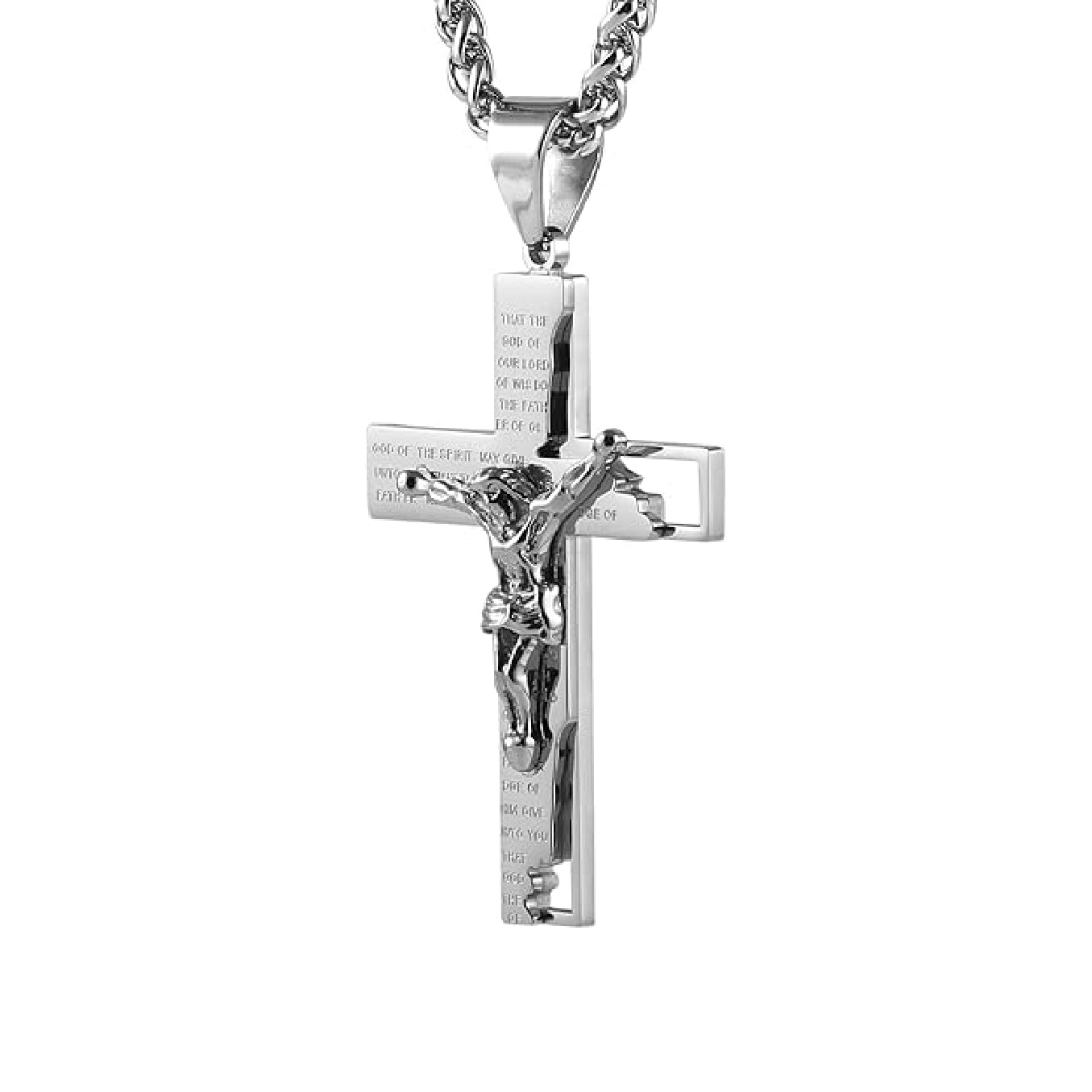 Cross Crucifix Bible Prayer Pendant Necklace