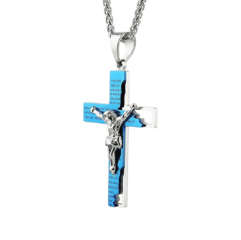 Cross Crucifix Bible Prayer Pendant Necklace