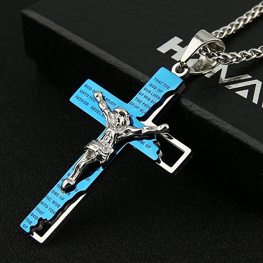 Cross Crucifix Bible Prayer Pendant Necklace