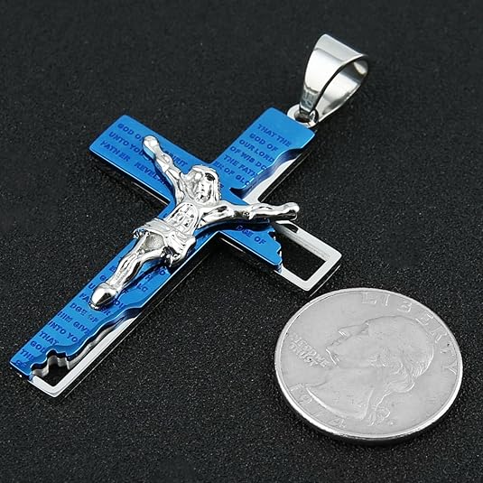 Cross Crucifix Bible Prayer Pendant Necklace