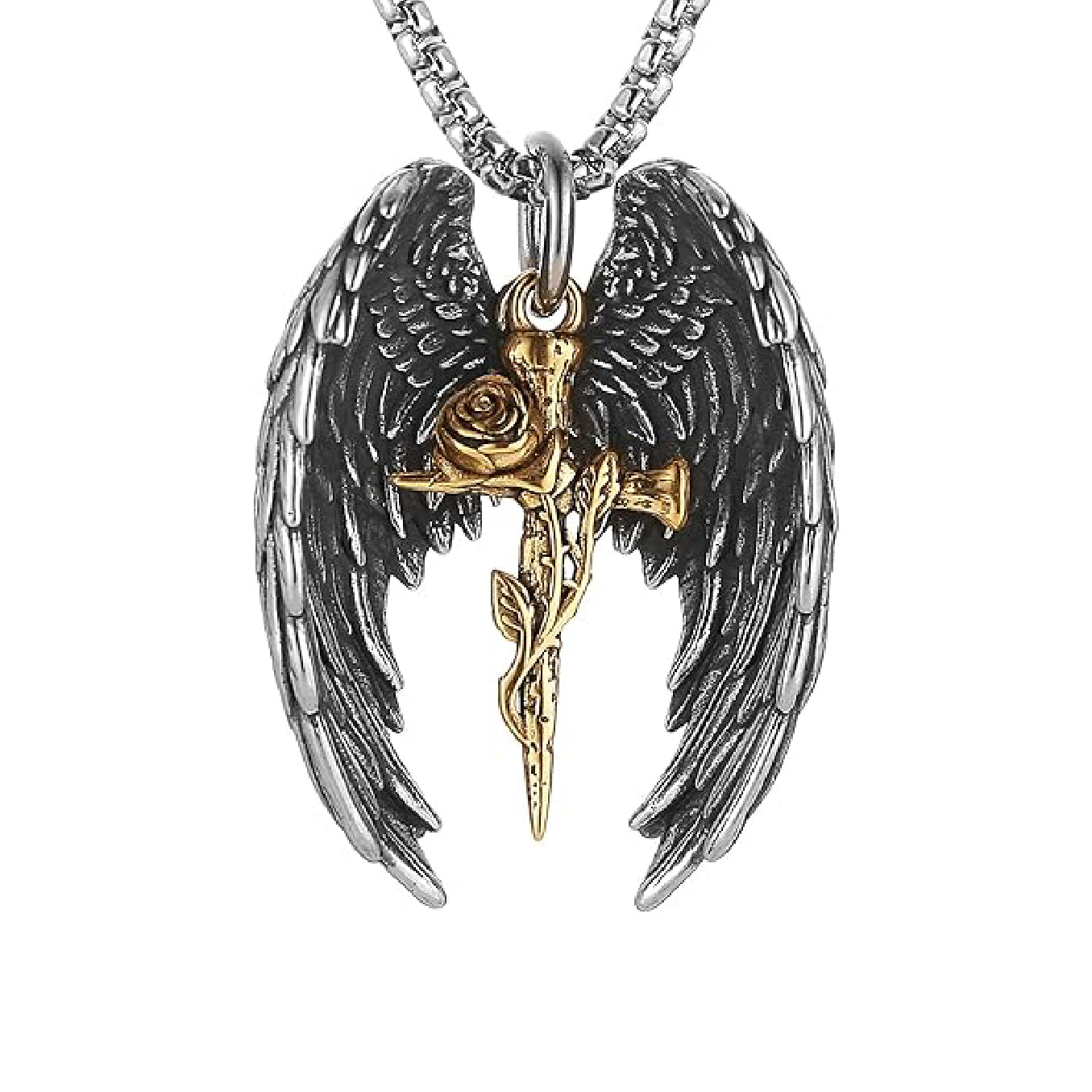 Wings Rose Cross Necklace