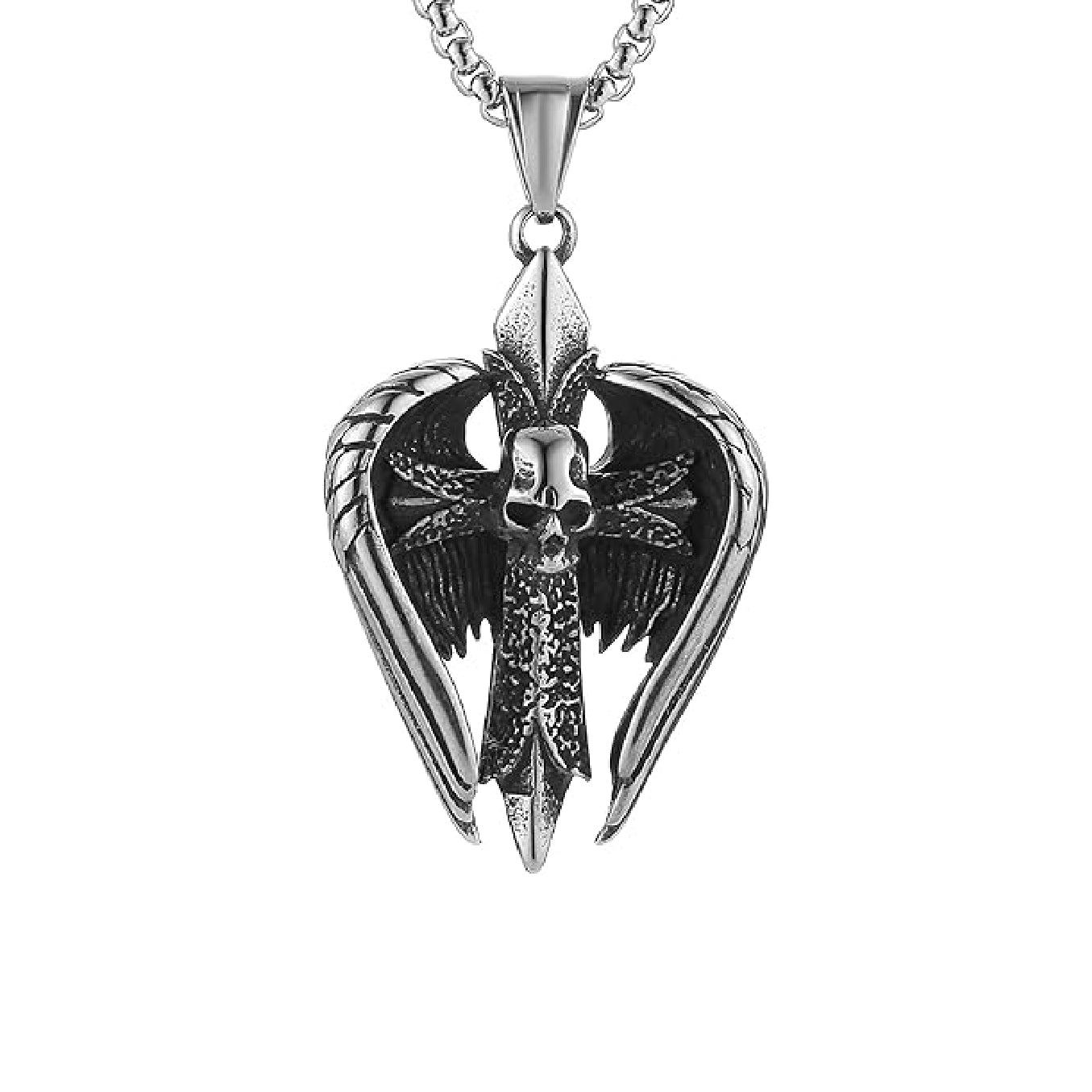 Wings Skull Cross Necklace